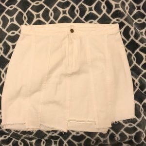 white distressed denim skirt